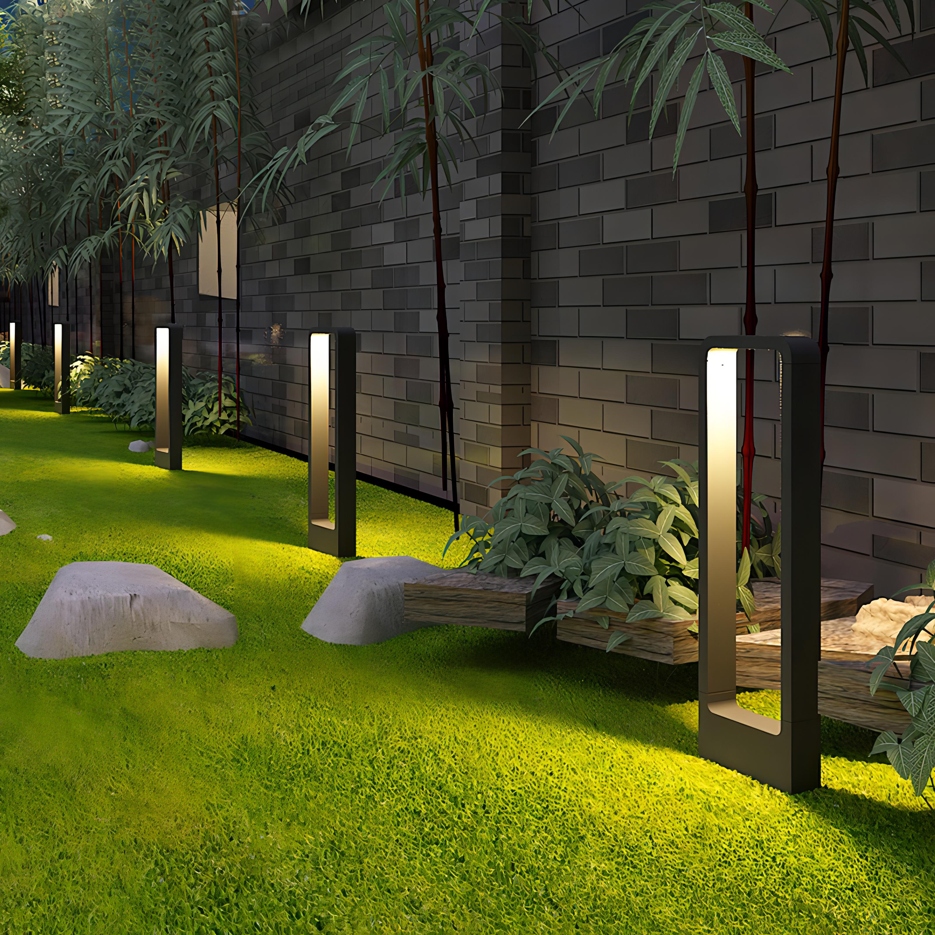 Paavai Outdoor Rectangle Standing Lamp IP54 Waterproof Aluminum