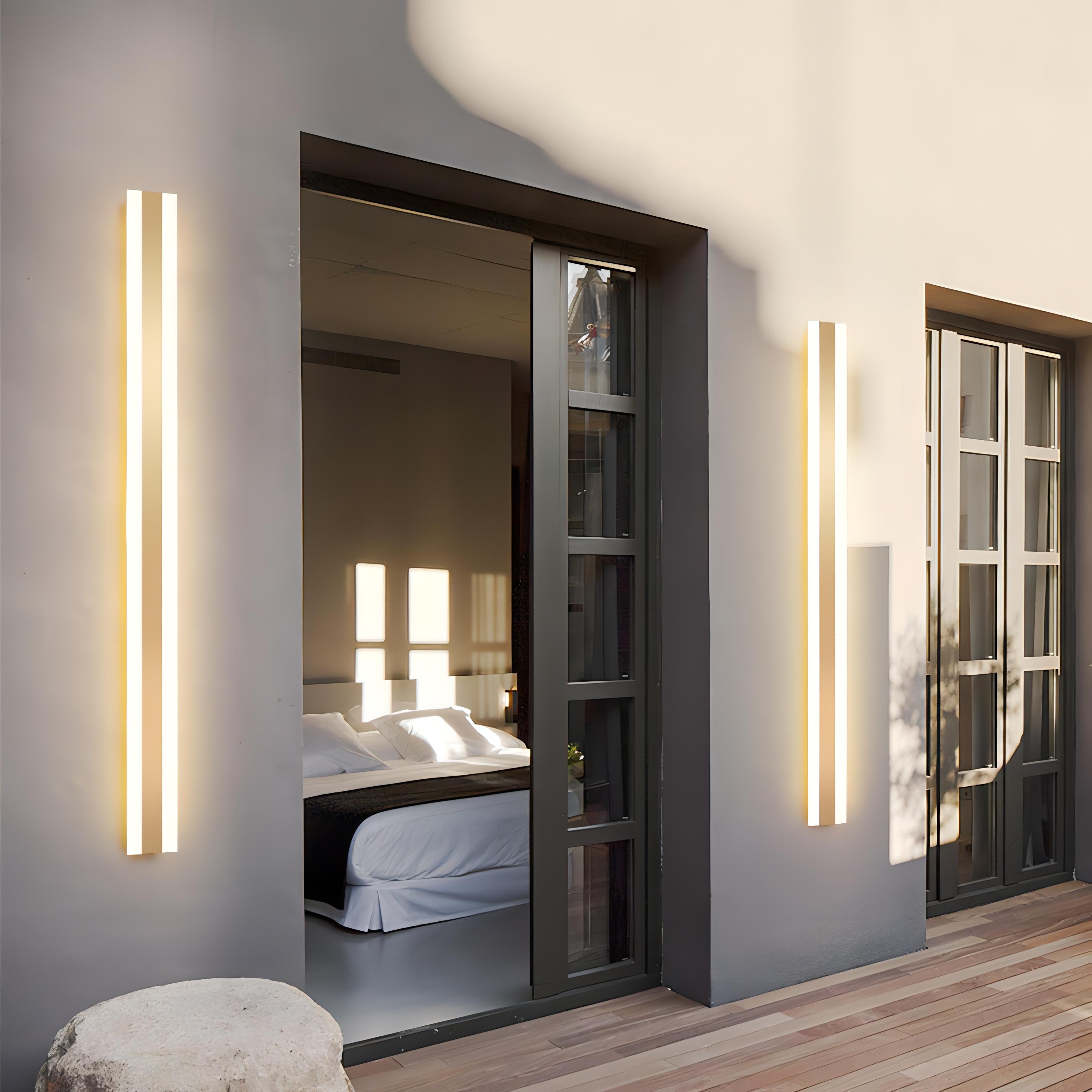Bukka - Outdoor Wall Double Light Bar IP65 Gold Finish