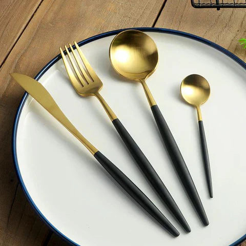 LuxeSet – Luxury Minimalist 24-Piece Stainless Steel Dinnerware