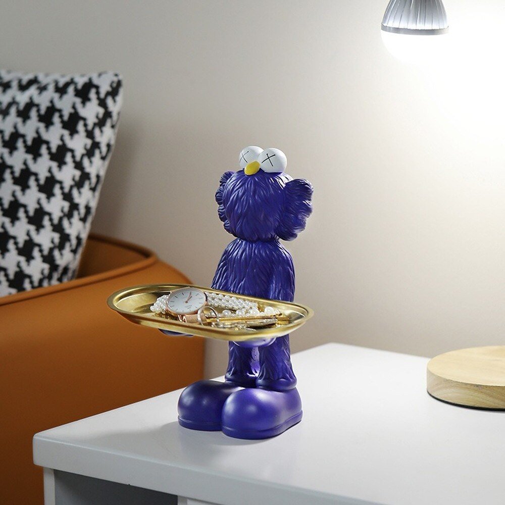 Quirky Figurine Statue With Storage Tray in Resin Bear Design