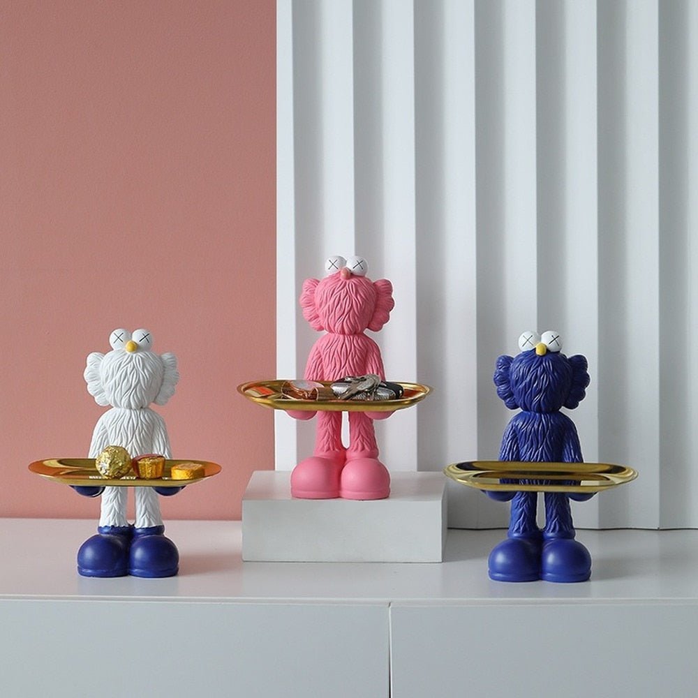 Quirky Figurine Statue With Storage Tray in Resin Bear Design
