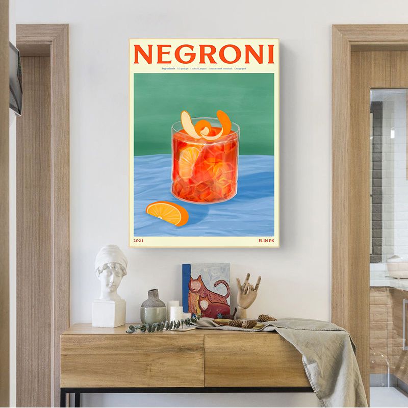 Retro Drinks Wall Art Sticker Posters in Colorful Paper Design