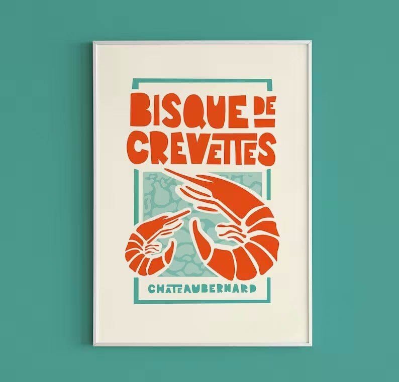 Retro French Shellfish Canvas Print Poster - Modern Art Decor