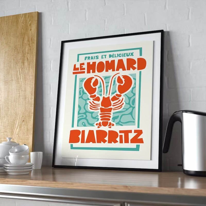 Retro French Shellfish Canvas Print Poster - Modern Art Decor