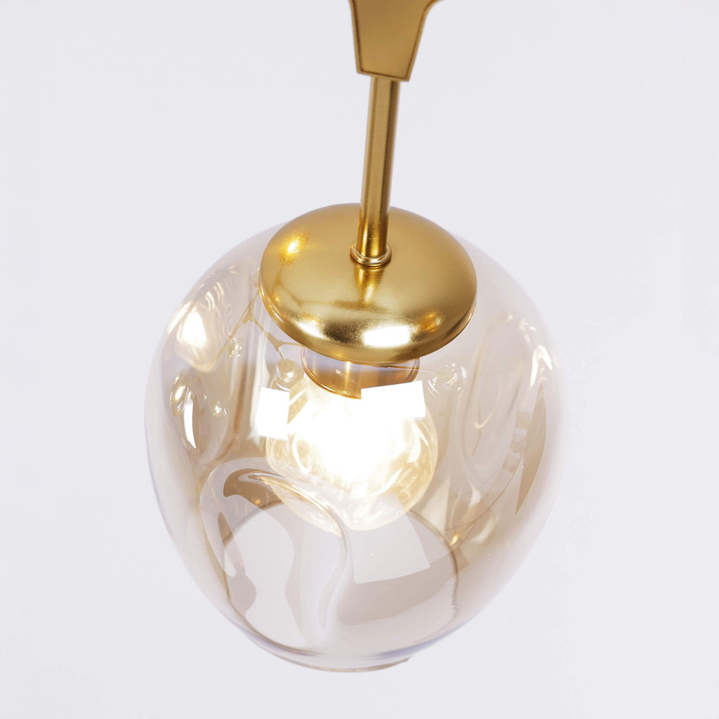 Retro Loft Chandelier – Gold & Black Industrial Ceiling Light with Glass Globes