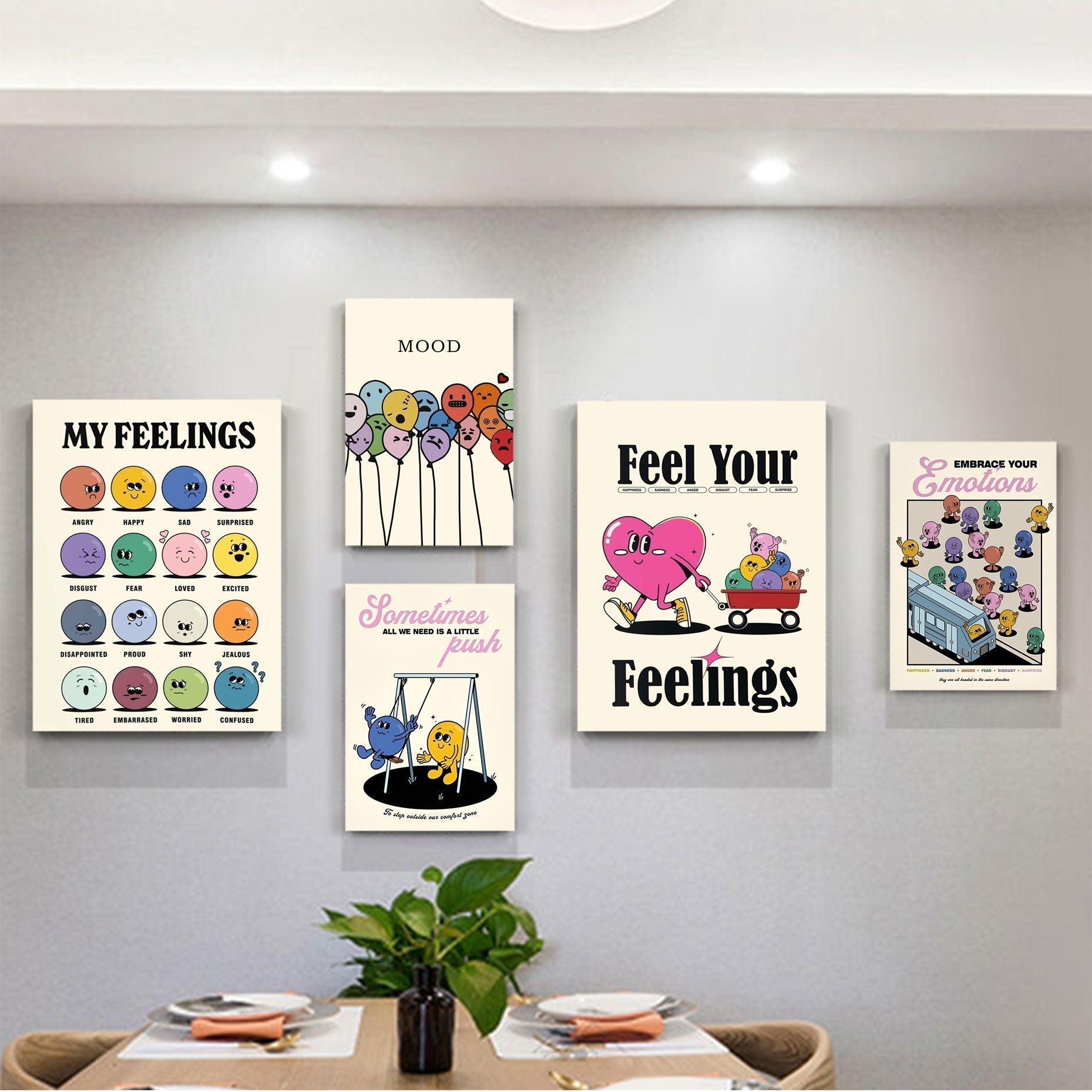 Retro Style Cartoon Smile Inspirational Quote Posters Paper