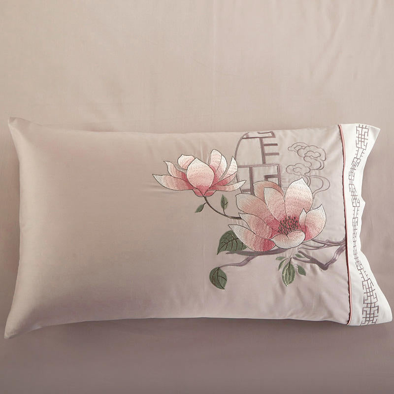 Hanami Embroidered Duvet Cover Set (Egyptian Cotton, 500 TC)