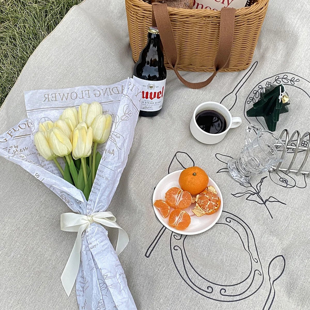 Sketch Design Linen Tablecloth - Modern Waterproof Cotton