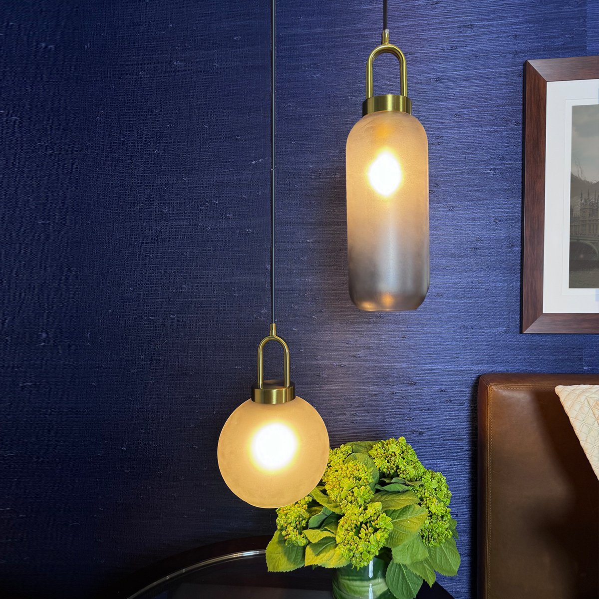 Smoked Glass Pendant Light – Industrial Ceiling Lamp for Kitchen, Dining & Living Room