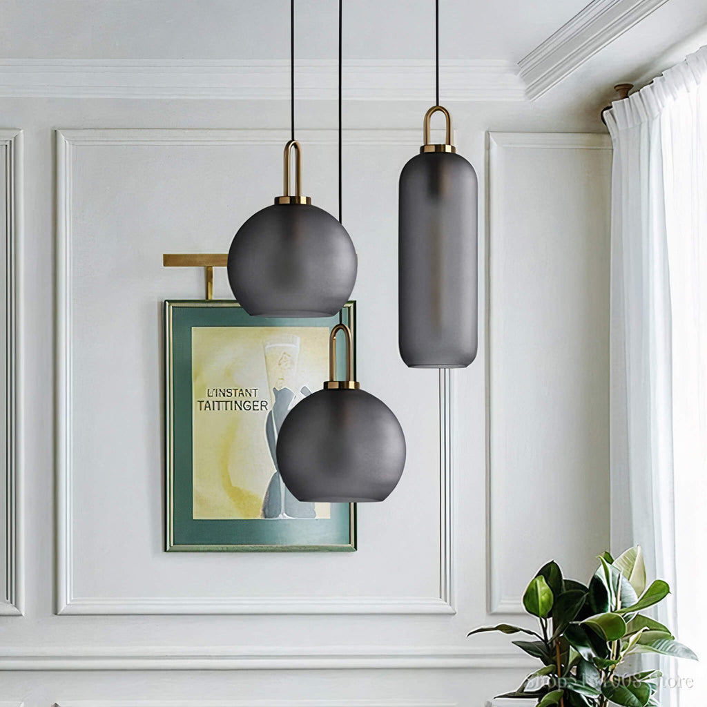 Smoked Glass Pendant Light – Industrial Ceiling Lamp for Kitchen, Dining & Living Room