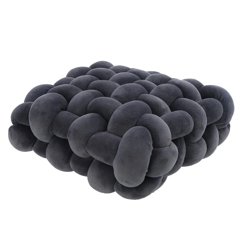 Soft Plush Square Knot Cushion - Hand Woven Cozy Decor