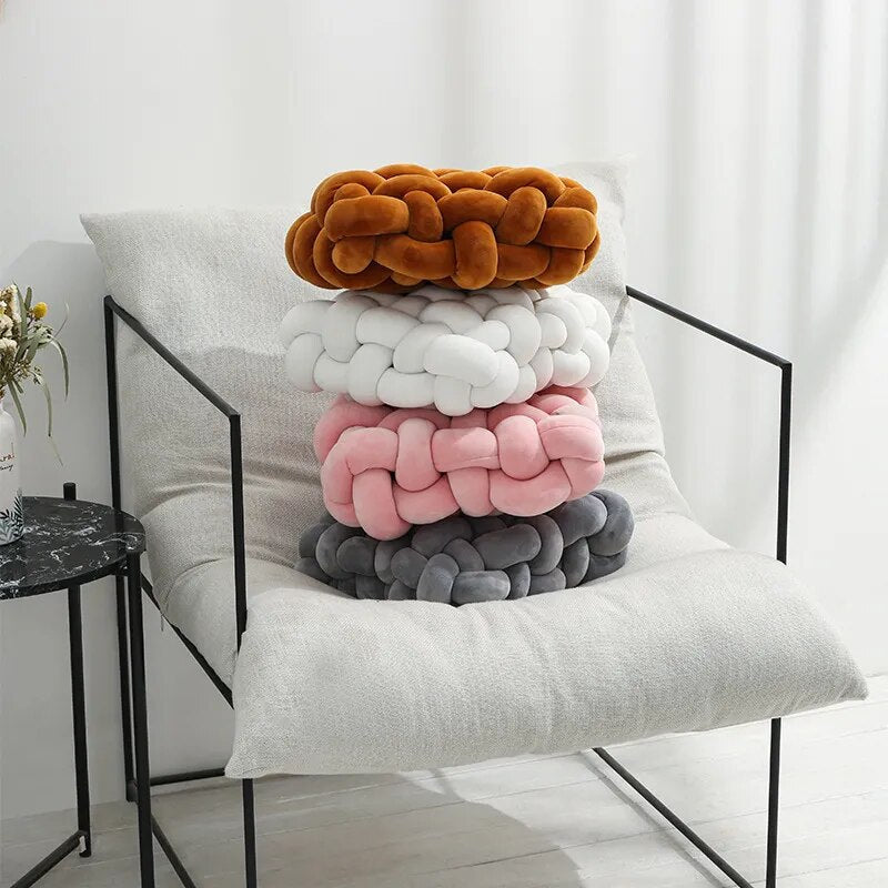Soft Plush Square Knot Cushion - Hand Woven Cozy Decor