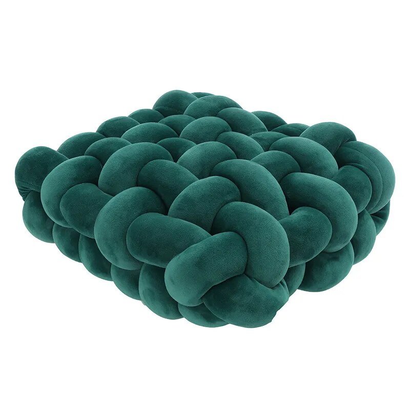 Soft Plush Square Knot Cushion - Hand Woven Cozy Decor