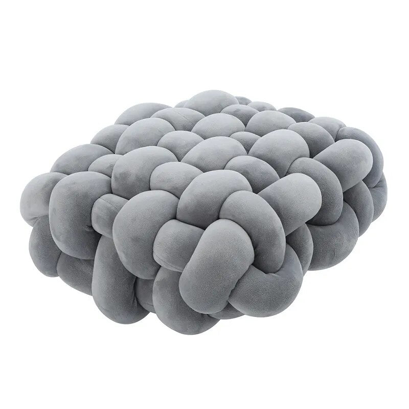 Soft Plush Square Knot Cushion - Hand Woven Cozy Decor