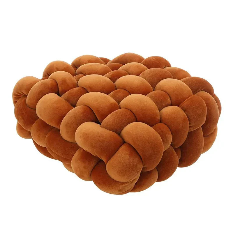 Soft Plush Square Knot Cushion - Hand Woven Cozy Decor