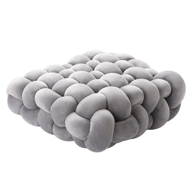 Soft Plush Square Knot Cushion - Hand Woven Cozy Decor