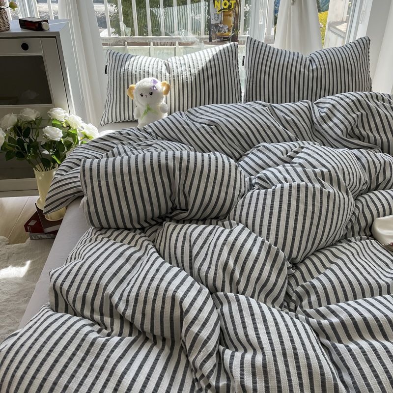 Solid Colour Seersucker Single Bedding Set