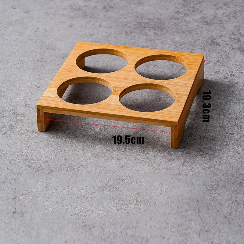 Stainless Steel Dip Bowls On Bamboo Serving Tray Set