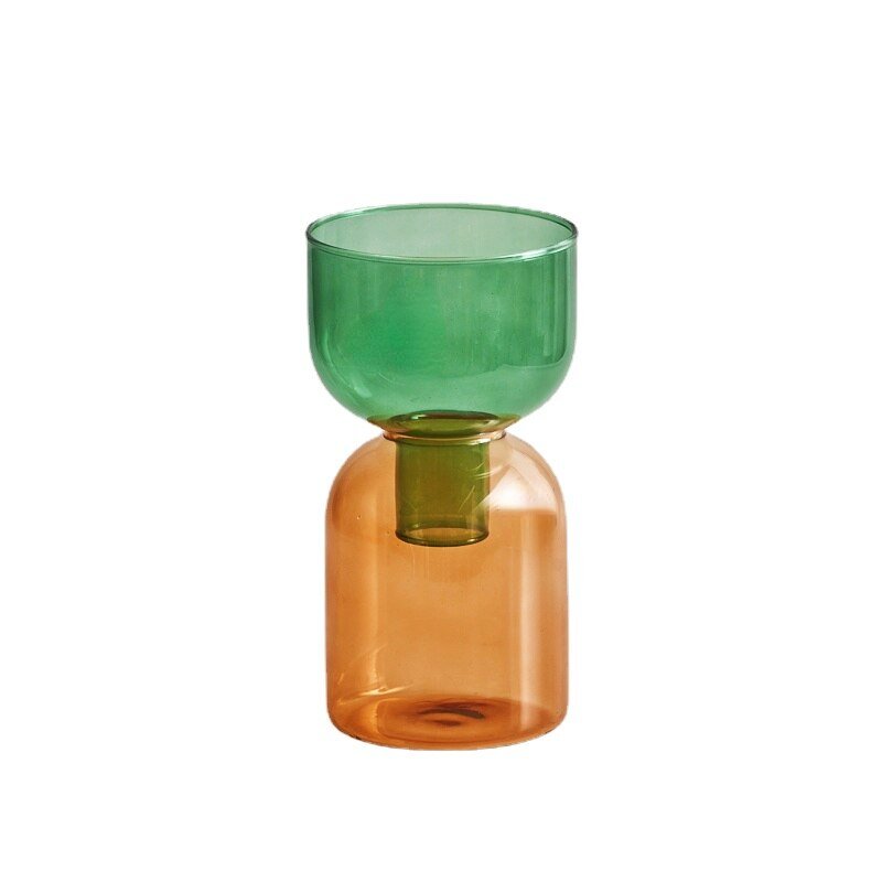 Two Piece Mini Bud Vase Terrarium Set - Glass Modern Design