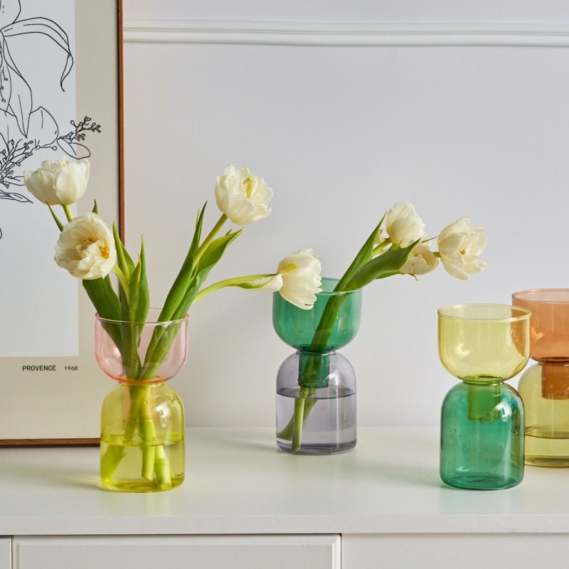 Two Piece Mini Bud Vase Terrarium Set - Glass Modern Design