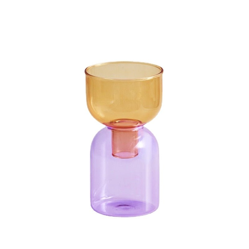 Two Piece Mini Bud Vase Terrarium Set - Glass Modern Design
