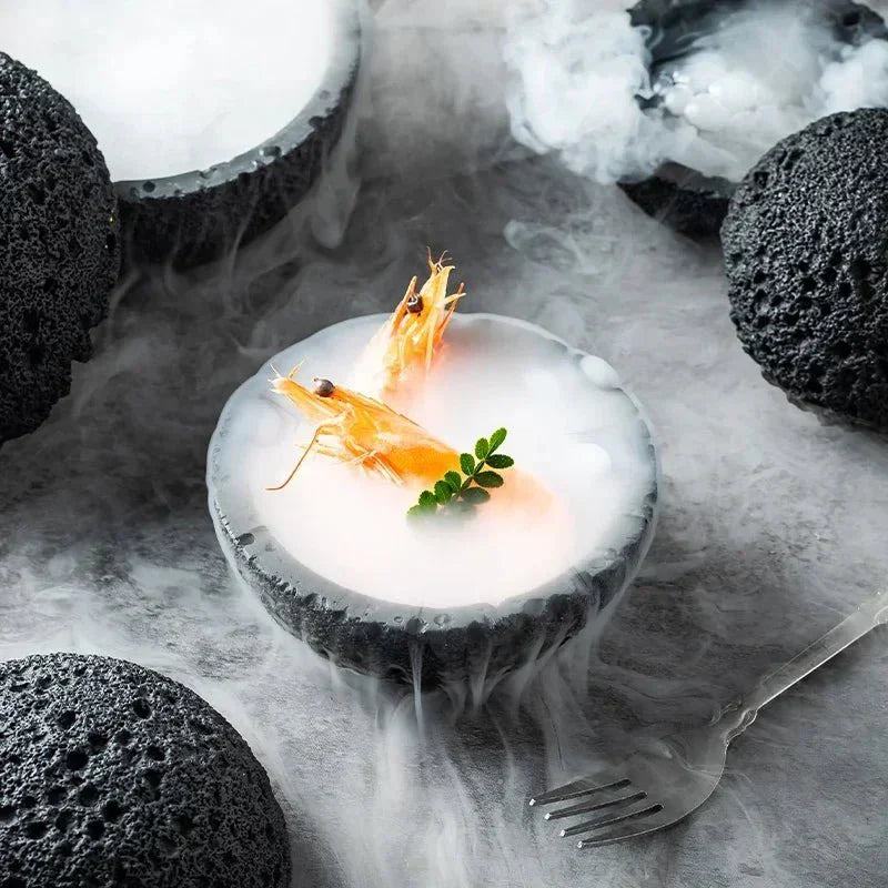 Quirky Black Volcanic Stone Bowl - Elegant Porcelain Centerpiece