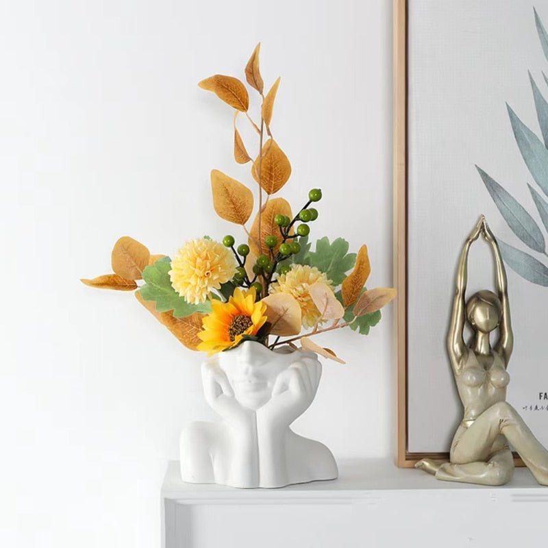 White Ceramic 'Shy Girl' Decorative Vase in Nordic Style