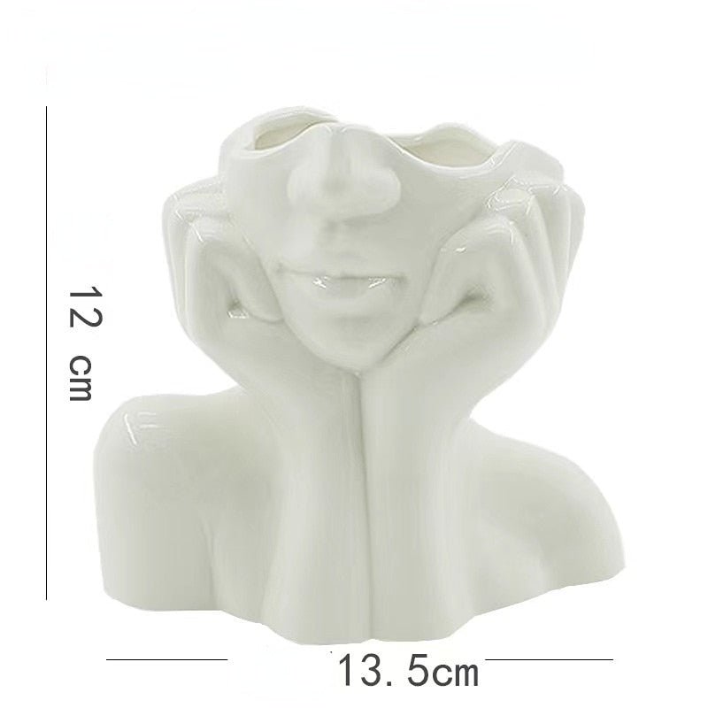 White Ceramic 'Shy Girl' Decorative Vase in Nordic Style