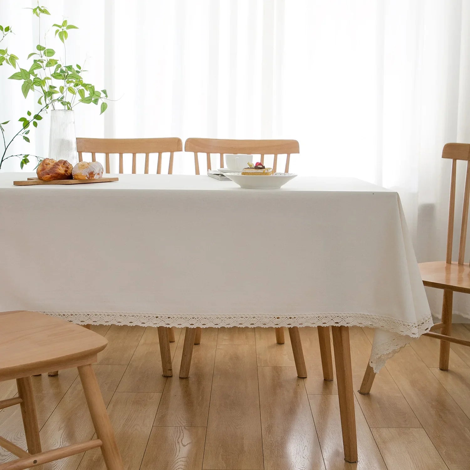 Pastoral Cotton Linen Tablecloth with Daisy Print Rectangular