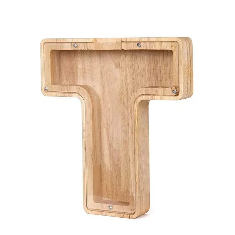 Wooden Alphabet Letters Initial Piggy Bank Personalized Decor