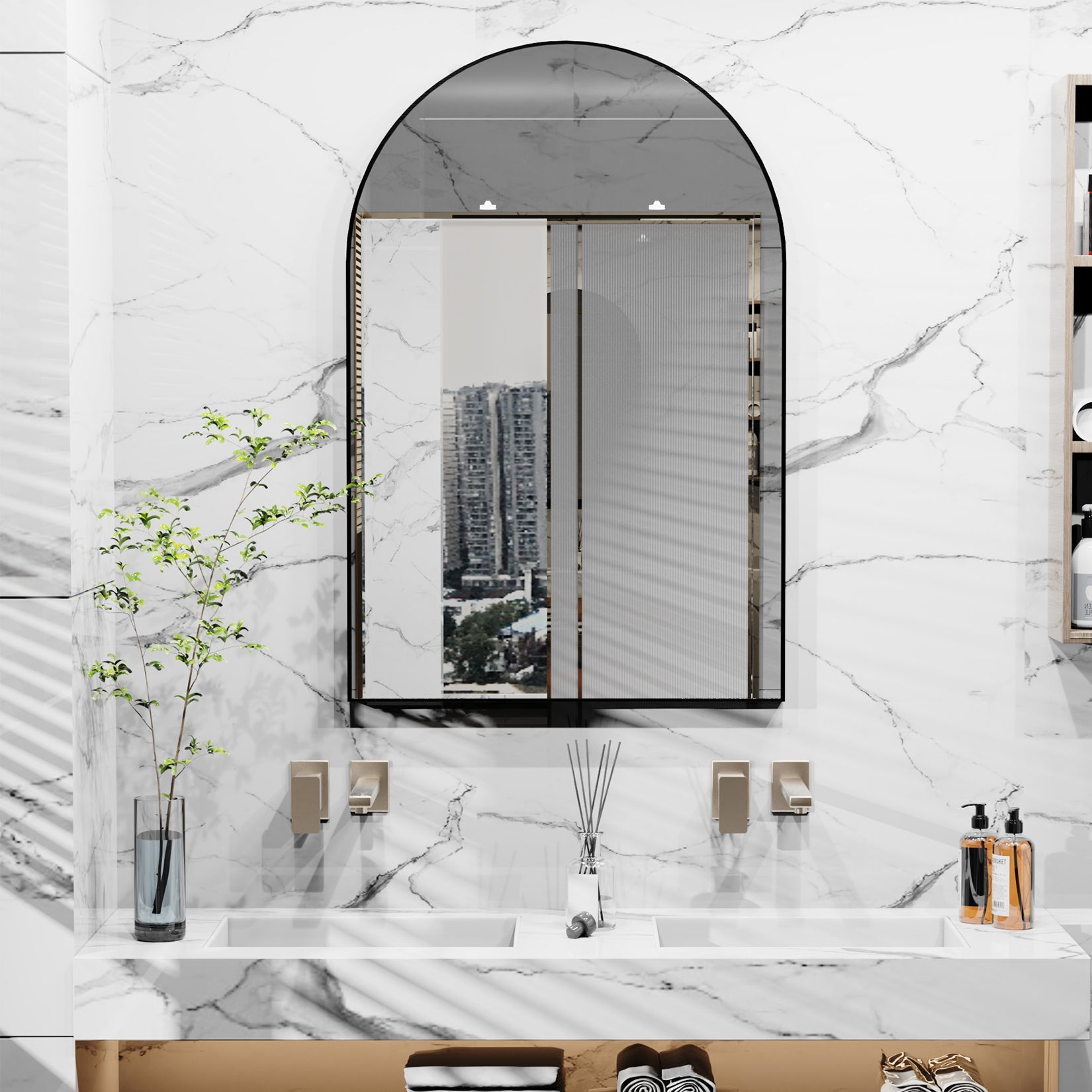 Large Black Arched Mirror for Stylish Home Decor