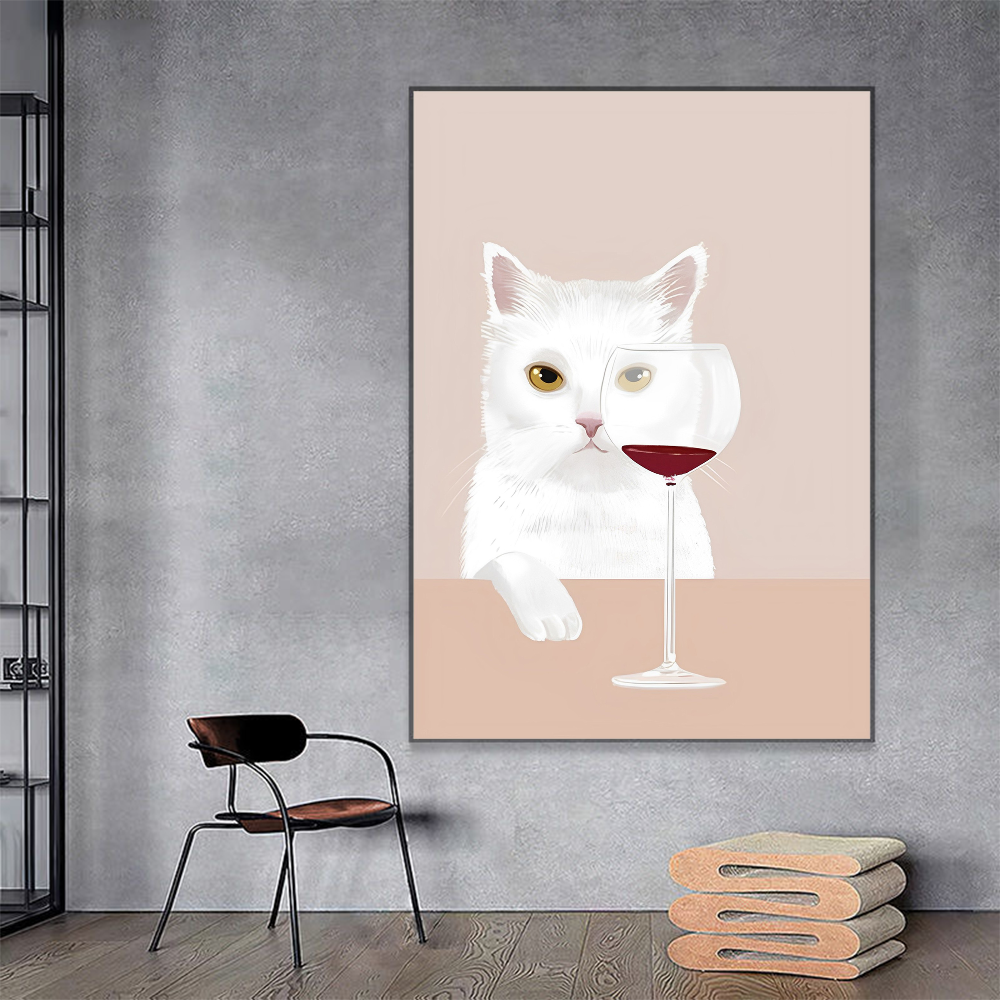 Vintage Cats Anime Poster - Black and White Kawaii Decor