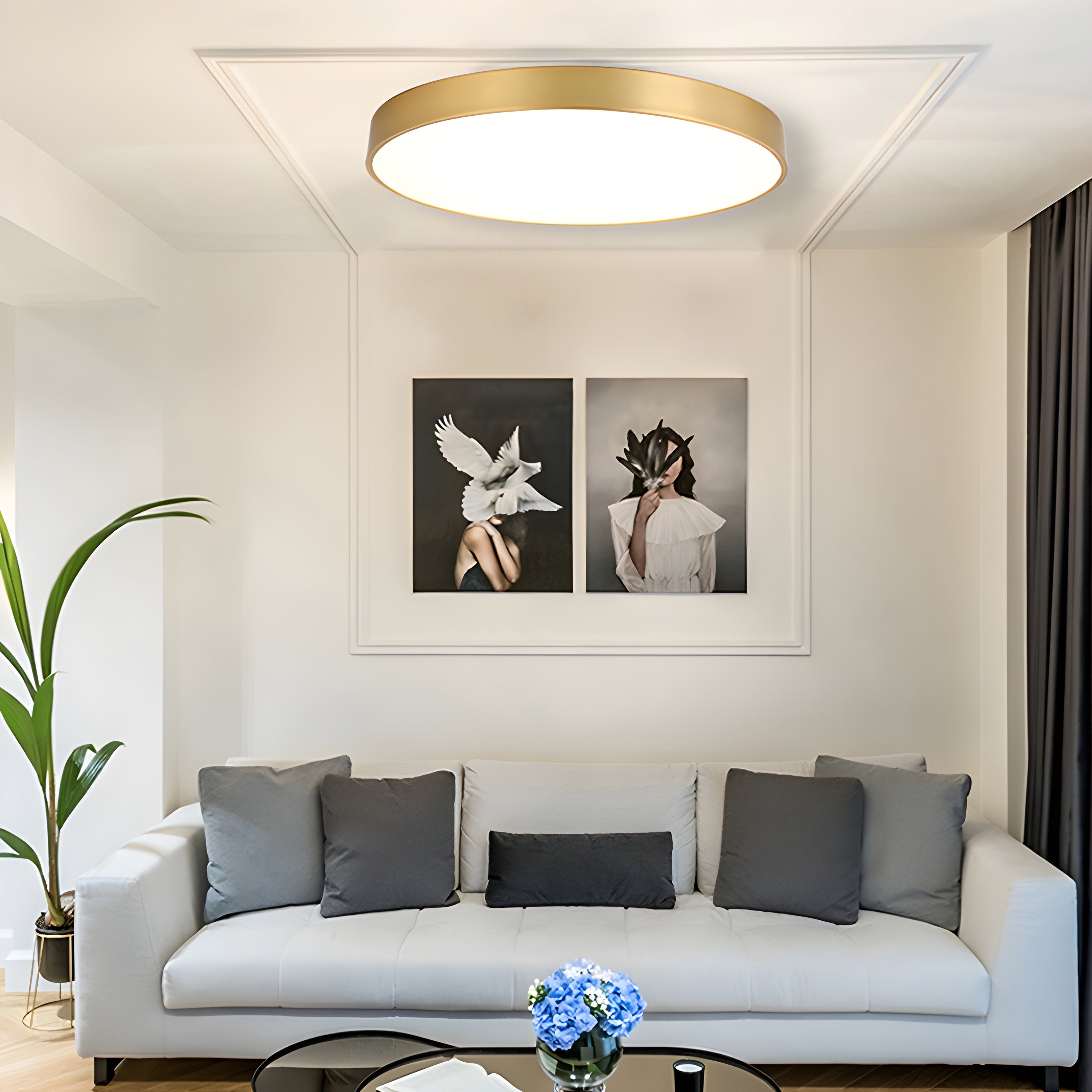 Surface Mounted Ultra-Thin Gold LED Ceiling Lamp